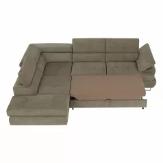   Ülőgarnitúra tárolóhellyel, világosbarna melír, szövet, balos, BUTON R