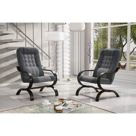 Fotel, világosszürke/sötétszürke/dió, GURU