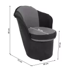 Fotel tárhellyel, sötétszürke/világosszürke, PERSI