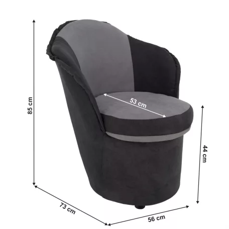 Fotel tárhellyel, sötétszürke/világosszürke, PERSI