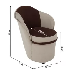 Fotel tárhellyel, bézs/barna, PERSI