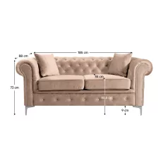  Kinyitható luxus 2-es ülés, világosbarna Velvet szövet, ROMANO