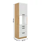 Magas szekrény beépített sütőhöz, fehér/artisan tölgy, LULA 60 DPS-210 3S 1F