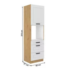   Magas szekrény beépített sütőhöz, fehér/artisan tölgy, LULA 60 DPS-210 3S 1F