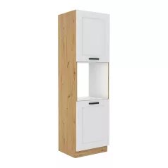   Magas szekrény beépített sütőhöz, fehér/artisan tölgy, LULA 60 DP-210 2F
