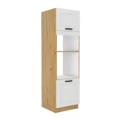   Magas szekrény sütőhöz és mikrohullámú sütőhöz, fehér/artisan tölgy, LULA 60 DPM-210 2F