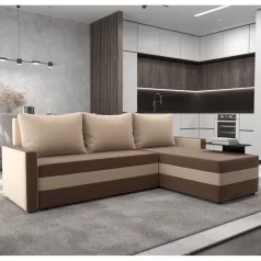 Univerzális ülőgarnitúra, barna/bézs, PAULITA NEW