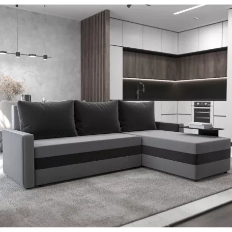 Univerzális ülőgarnitúra, szürke/fekete, PAULITA NEW