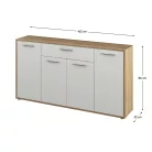 Komód, sonoma tölgy/fehér, LUNIA