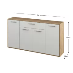 Komód, sonoma tölgy/fehér, LUNIA