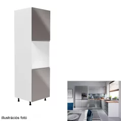   Élelmiszer szekrény, fehér/szürke extra magasfényű, bal, AURORA D60P