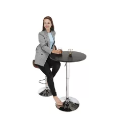   Bárasztal, magasság állítással, króm/ fekete, átmérő 60 cm, BRANY 2 NEW