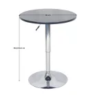 Bárasztal, magasság állítással, króm/ fekete, átmérő 60 cm, BRANY 2 NEW