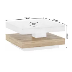 Dohányzóasztal, fehér/ sonoma tölgy, MANDY