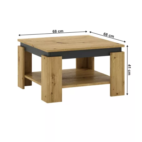 Dohányzóasztal, artisan tölgy/grafit, LEJSY