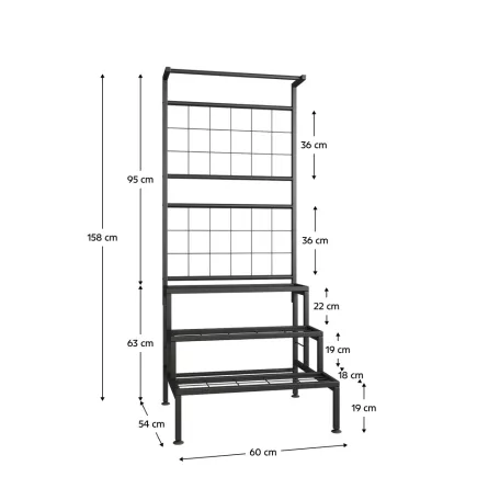 Fém virágállvány, fekete, BALKO