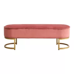   Dizájnos pad, rózsaszín Velvet szövet/gold króm-arany, MIRILA NEW