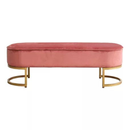 Dizájnos pad, rózsaszín Velvet szövet/gold króm-arany, MIRILA NEW