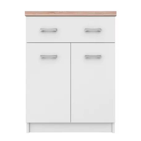 Komód 2D1S/60, fehér/sonoma tölgy, TOPTY TYP 41