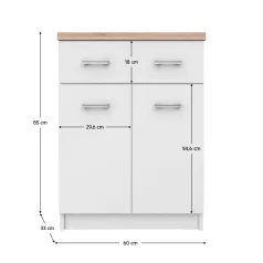 Komód 2D1S/60, fehér/sonoma tölgy, TOPTY TYP 41