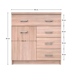 Komód 1D4S, sonoma tölgy, TOPTY TYP 20