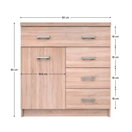 Komód 1D4S, sonoma tölgy, TOPTY TYP 20