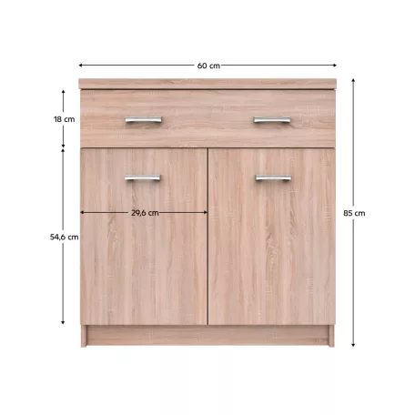 Komód 2D1S/60, sonoma tölgy, TOPTY TYP 42