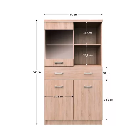 Vitrin 2D1W1S/80, sonoma tölgy, TOPTY TYP 34