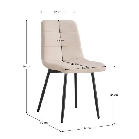 Étkezőszék, bézs Velvet szövet/fém, DAMIA TYP 1