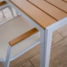 Kerti asztal, fehér acél/tölgy, BONTO