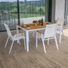 Kerti rakásolható szék, fehér acél/tölgy, BONTO