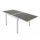 Kerti kihúzható asztal, fehér acél/szürke, DORIO