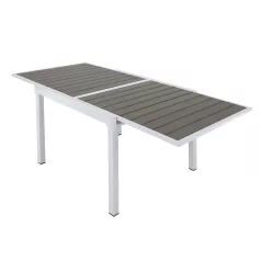 Kerti kihúzható asztal, fehér acél/szürke, DORIO