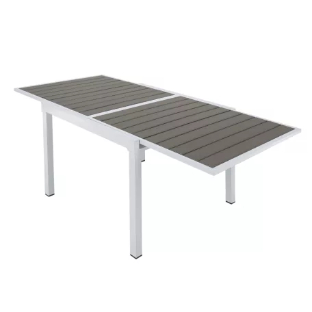 Kerti kihúzható asztal, fehér acél/szürke, DORIO