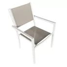 Kerti rakásolható szék, fehér acél/világosszürke, DORIO