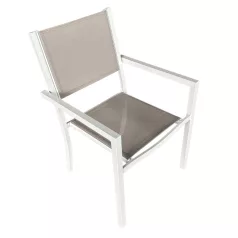   Kerti rakásolható szék, fehér acél/világosszürke, DORIO