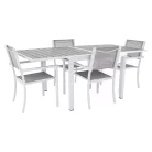 Kerti rakásolható szék, fehér acél/világosszürke, DORIO