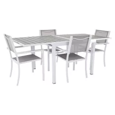   Kerti rakásolható szék, fehér acél/világosszürke, DORIO