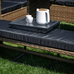 Kerti asztalka, fekete acél/edzett üveg, SELKO