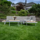 Kerti szett, fehér acél/tölgy/világosszürke, PELOR