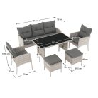 Kerti rattan szett, világosszürke, LALEN