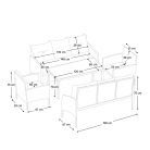 Kerti 5 részes rattan szett, fekete/szürke, LERON