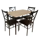 Étkezőgarnitúra 1+4, sonoma tölgy/fekete/barna, NAREN