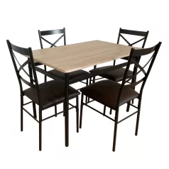 Étkezőgarnitúra 1+4, sonoma tölgy/fekete/barna, NAREN