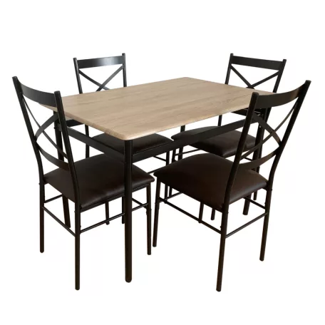 Étkezőgarnitúra 1+4, sonoma tölgy/fekete/barna, NAREN