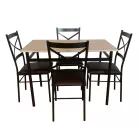 Étkezőgarnitúra 1+4, sonoma tölgy/fekete/barna, NAREN