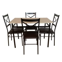 Étkezőgarnitúra 1+4, sonoma tölgy/fekete/barna, NAREN