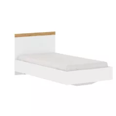 Ágy, 90x200, fehér/wotan tölgy, VILGO