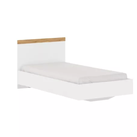 Ágy, 90x200, fehér/wotan tölgy, VILGO
