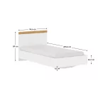 Ágy, 90x200, fehér/wotan tölgy, VILGO